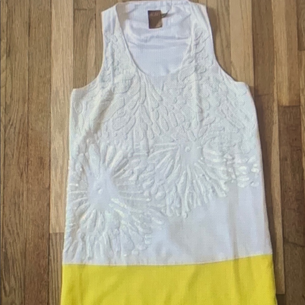 White and Yellow Sleeveless Dress